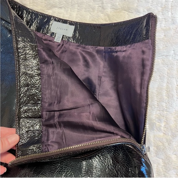 Vintage Jigsaw black  100% goat leather mini skirt front pockets size 4 - Picture 7 of 9